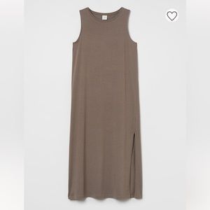H&M Slit-detail Jersey Dress-Taupe